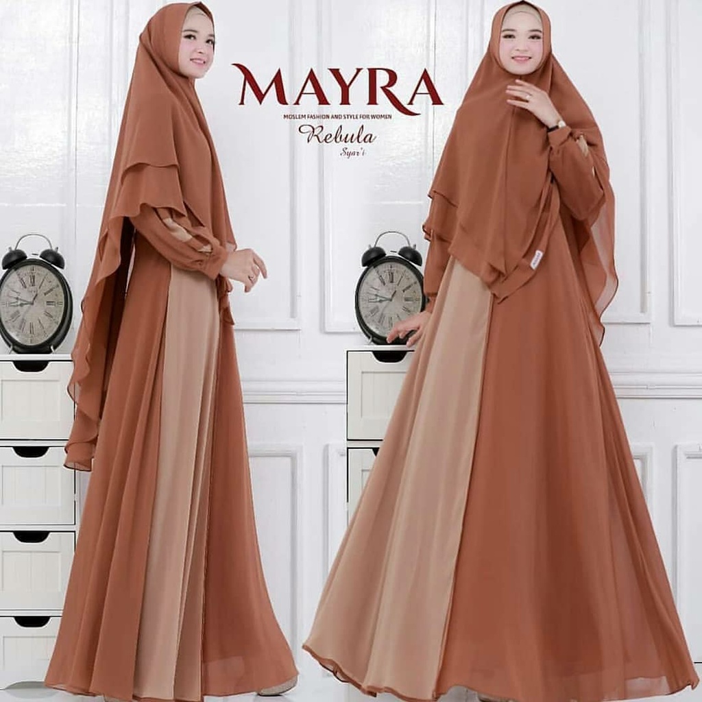 NEW - RHM Rebula Syari Set Bahan Ceruty Babydoll Full Puring Baju Wanita Terbaru 2021 Kekinian Viral