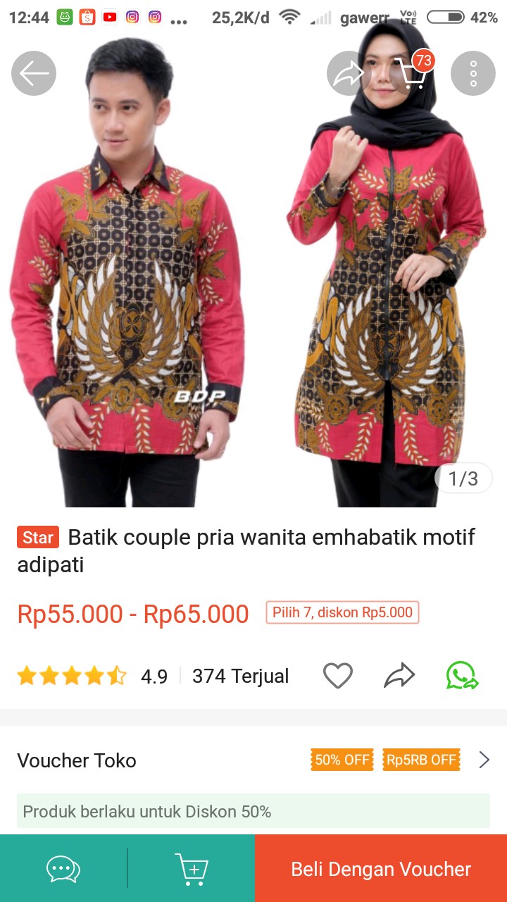 Batik Couple Pria Wanita Emhabatik Motif Adipati