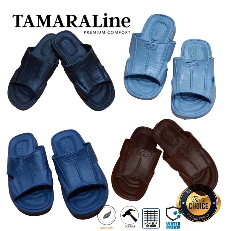 Sandal Selop Slide Slip on Karet Pria Dewasa / Remaja - TAMARALINE 166 / Bahan Premium Lentur Empuk Ringan Kuat Anti Slip Anti Air Model Sandal Casual Santai Rumah Hotel Outdoor Kamar Mandi Murah Original