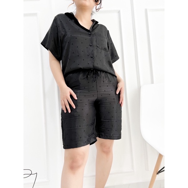 Victoria’s Secret Black Polca Pajamas - Piyama Wanita One Set