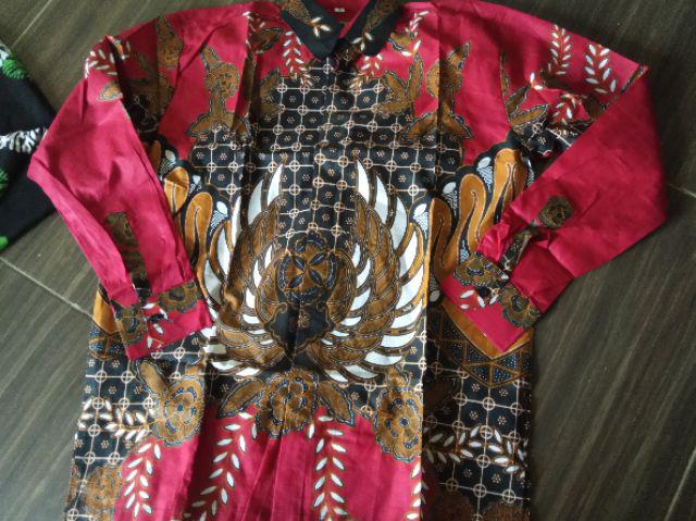 Kemeja Batik Pria Lengan Panjang Size M L Xl Xxl  Bswart Batik Hrb026 Kenongo Hem Panjang Padi
