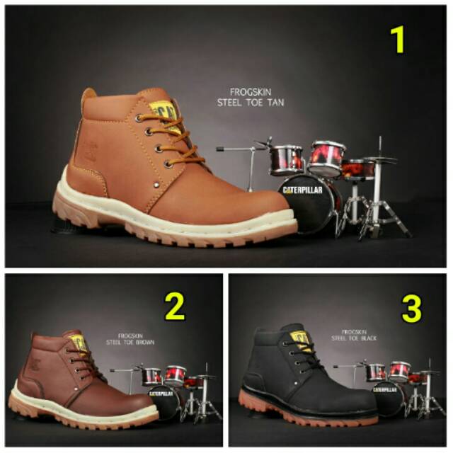Caterpillar ll Caterpillar Frogskin Steel Toe  ll safety shoes ll safety ll Caterpillar cowok ll sep