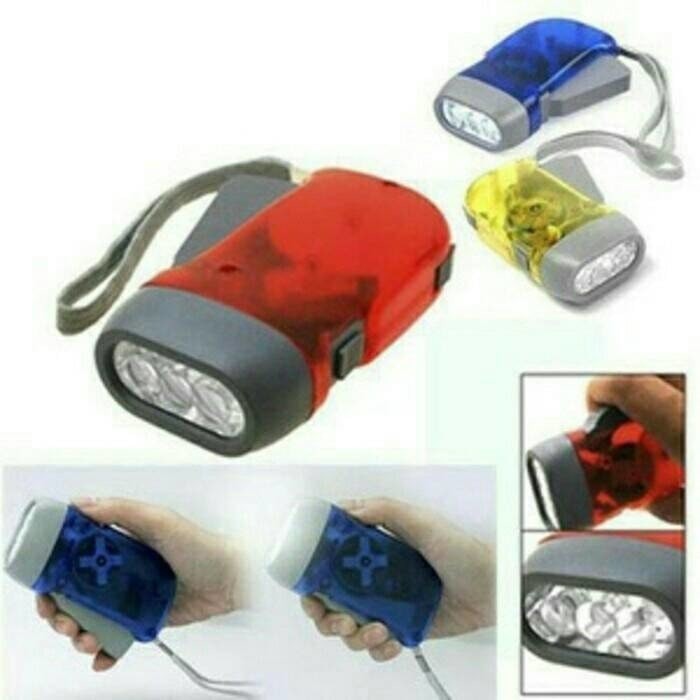 senter pompa unik tanpa baterai hand pressing flashlight led lampu