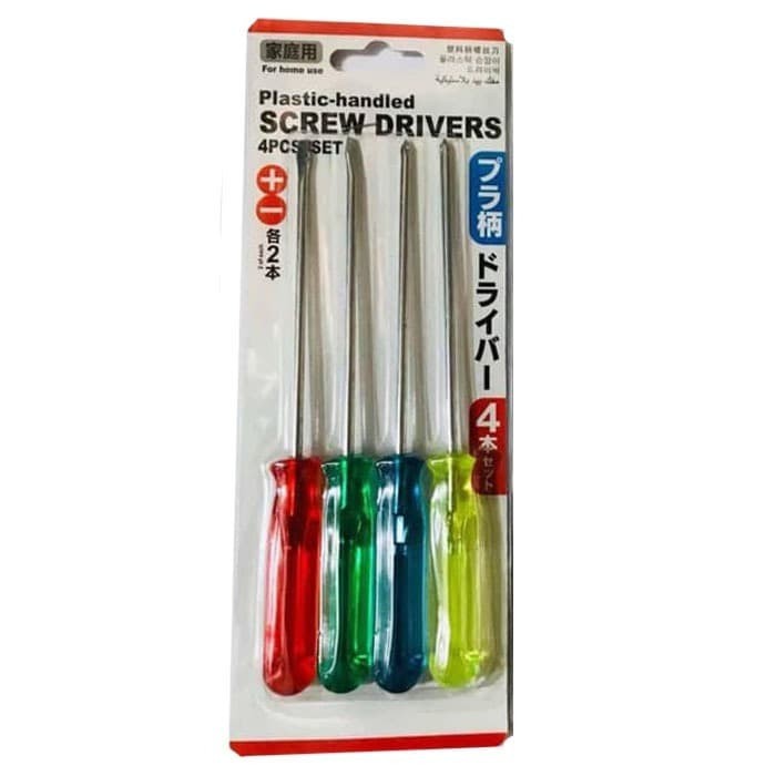 Obeng Set 4pcs Panjang 18cm Plus Minus 4mm 5mm Obeng Service 0717