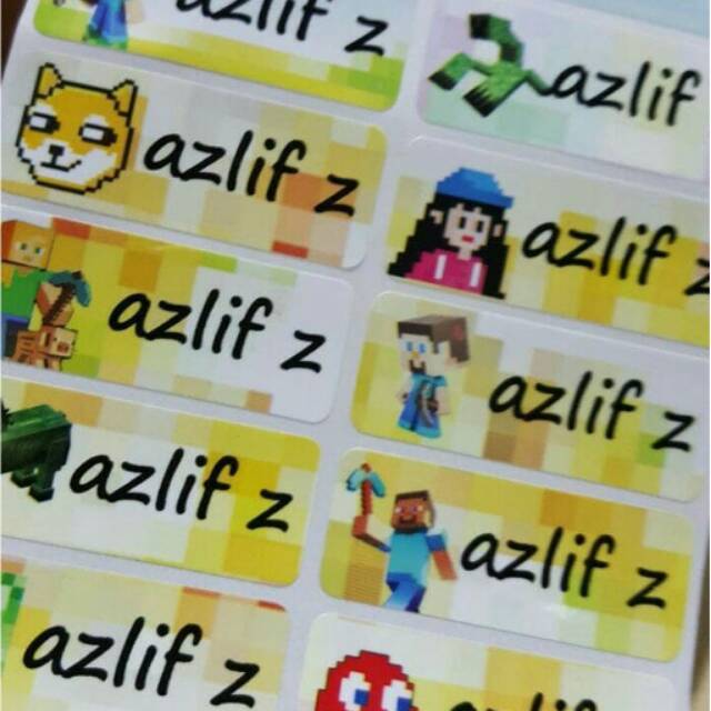

sticker label nama waterproof size L. minecraft.
