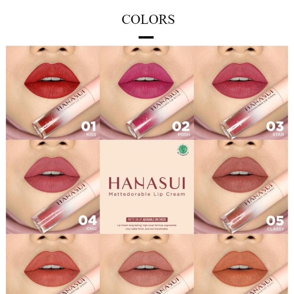 LT- [60GR] HANASUI BPOM LIP CREAM MATTEDORABLE (dual function lip dan blush on )