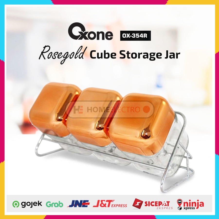 Toples OX-354R Oxone Toples 3pc Rosegold Cube with Rack