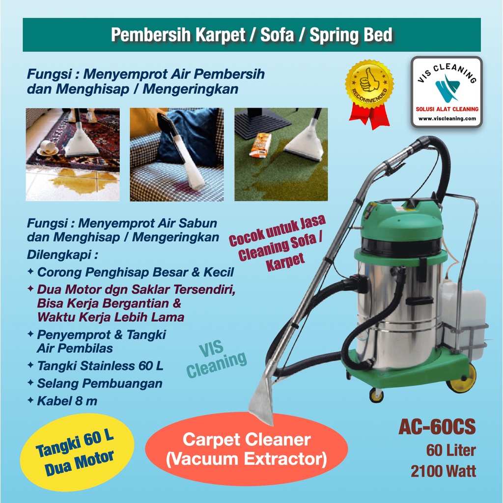 Carpet Cleaner (Vacuum Extractor) 60 L ( AC-60CS) Heavy Duty 2 Motor