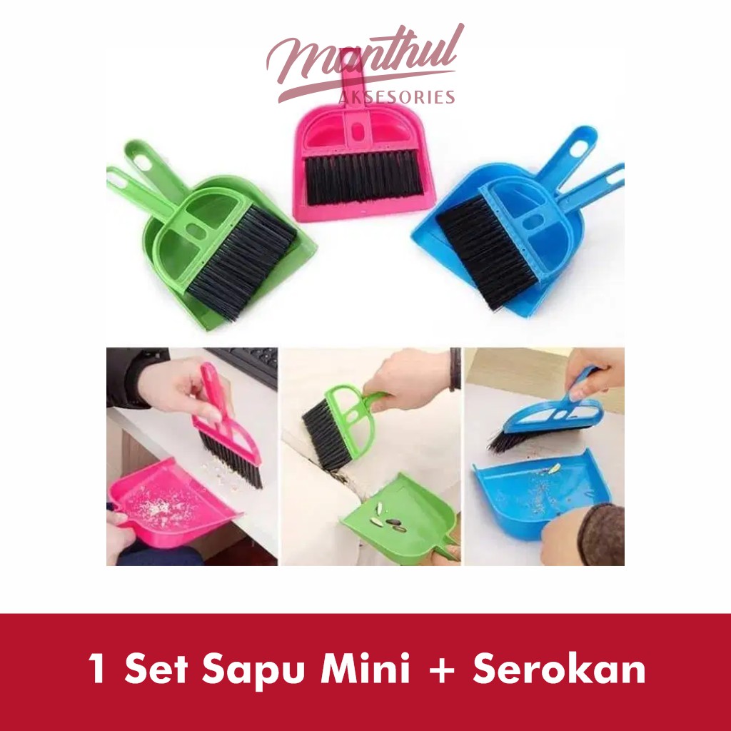 Sapu Mini 1 Set Serok Cikrak Dust Pan Pengki Serokan Sekop Kebersihan