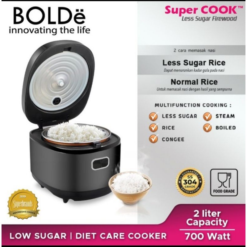 Rice Cooker BOLDe Less Sugar 2 Liter FIREWOOD - Magic Com