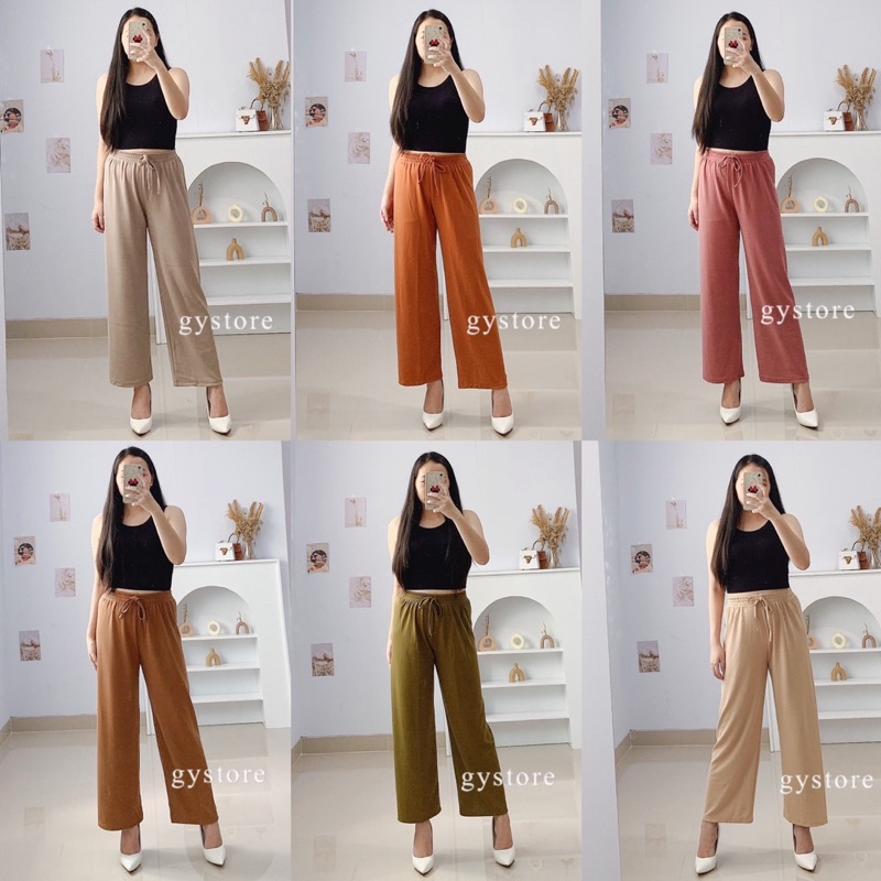 Celana Kulot Knit Rib Moza