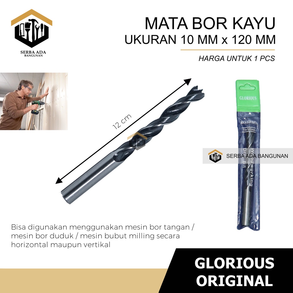 Mata Bor Kayu Glorious 3mm 4mm 5mm 6mm 8mm 10mm 12mm Termurah