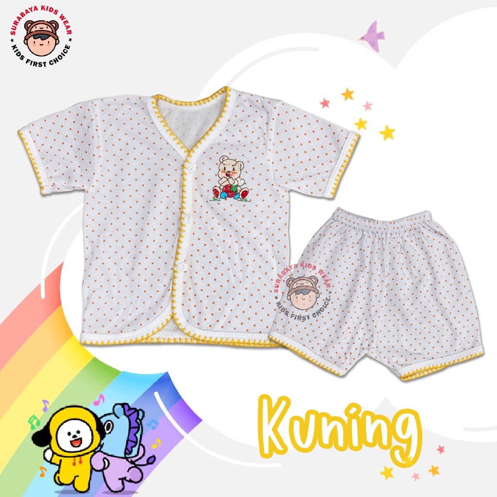 Setelan Anak Polkadot Putih Kancing