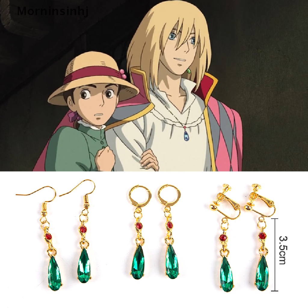 1 Pasang Anting Stud Desain Anime Kastil Howl 's Miyazaki Hayao Bergerak Untuk Aksesoris Cosplay