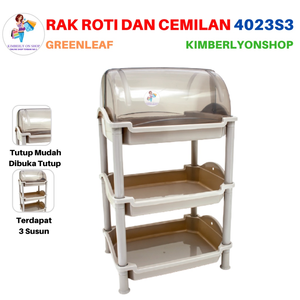 Rak Tempat Roti Serbaguna Plastik Susun 3 4023 S3 Green Leaf DELISH