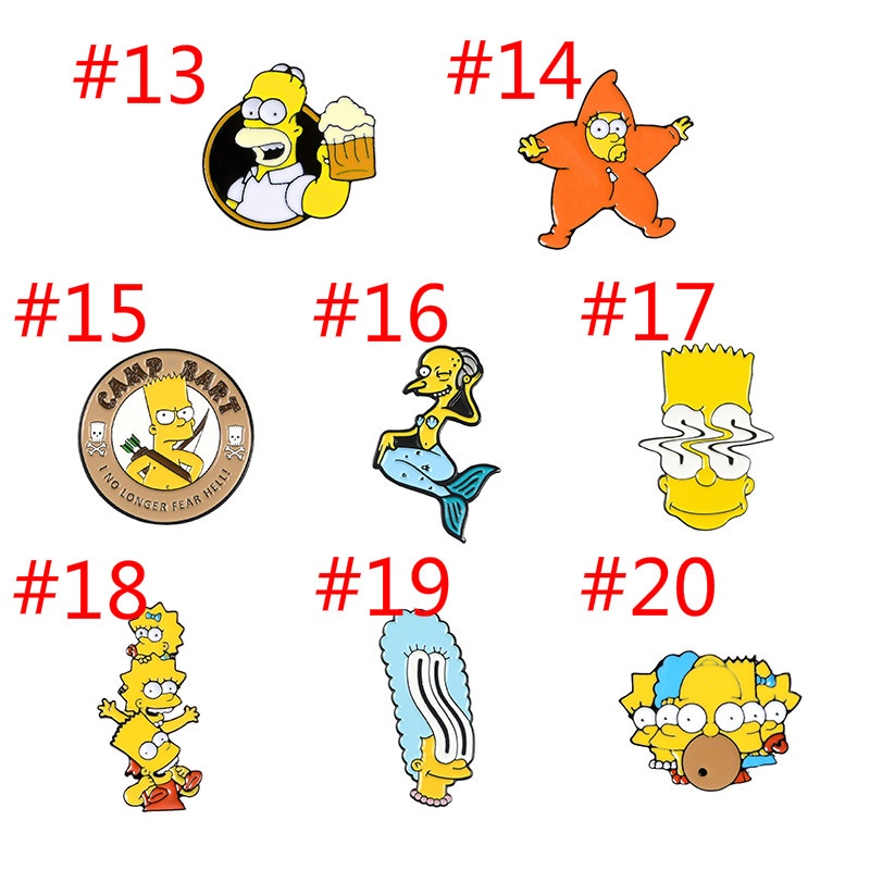 Anime Elements The Simpsons Lapel Pin Ransel Lencana Hadiah untuk Teman Aksesoris Pakaian