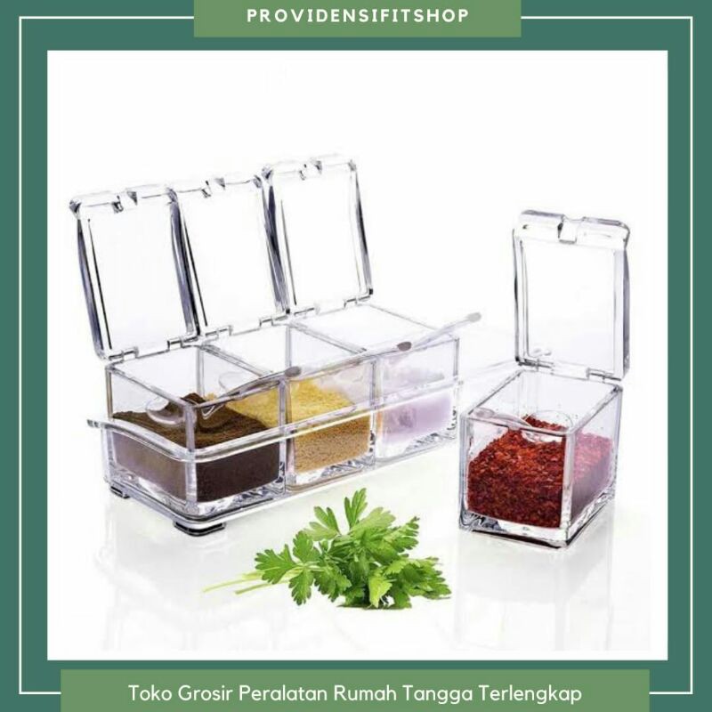 Crystal Seasoning box / Kotak bumbu 4 pcs Transparan