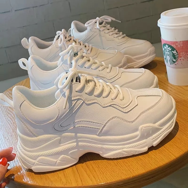 Sepatu Sneakers Wanita Import Putih Polos - Sepatu Wanita Sneakers Korea Putih Style Kekinian - Z 03