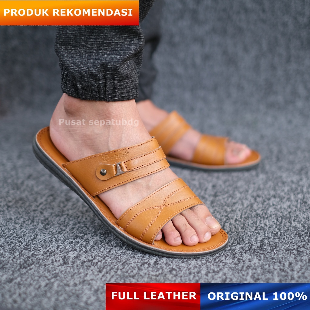 Sandal Pria Kulit Kekinian - Sendal Casual Slide Full Kulit Original