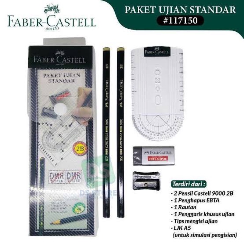 

PAKET UJIAN FABER CASTELL/1SET/PENSIL/PENGHAPUS/TEMPAT ALAT TULIS