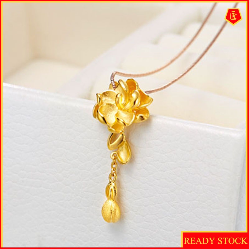 [Ready Stock]3D Gold Jasmine Flower Pendant Elegant Noble Temperament