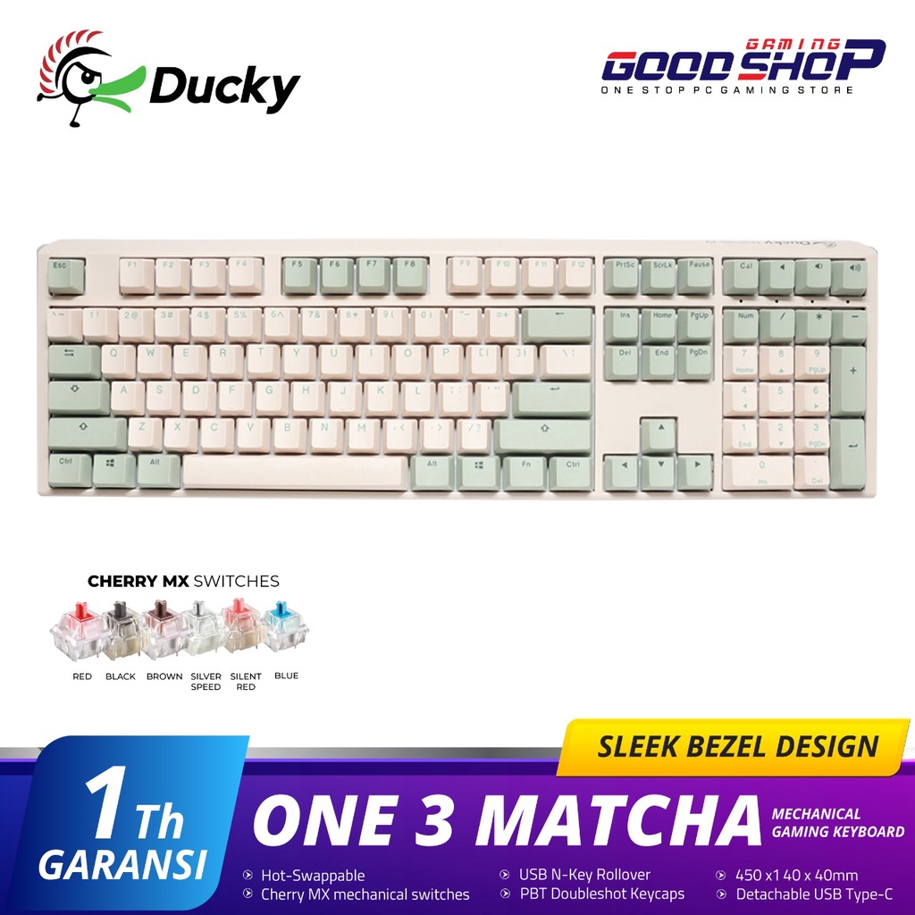 Ducky One 3 Matcha Non-LED Full Size - Gaming Keyboard