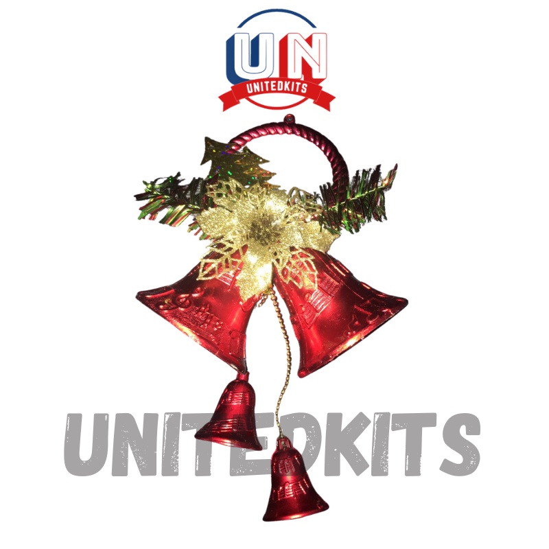 GANTUNGAN BUNGA LONCENG DEKORASI NATAL ORNAMEN NATAL HIASAN NATAL AKSESORIS POHON NATAL - JT20-J047 - UNITEDKITS