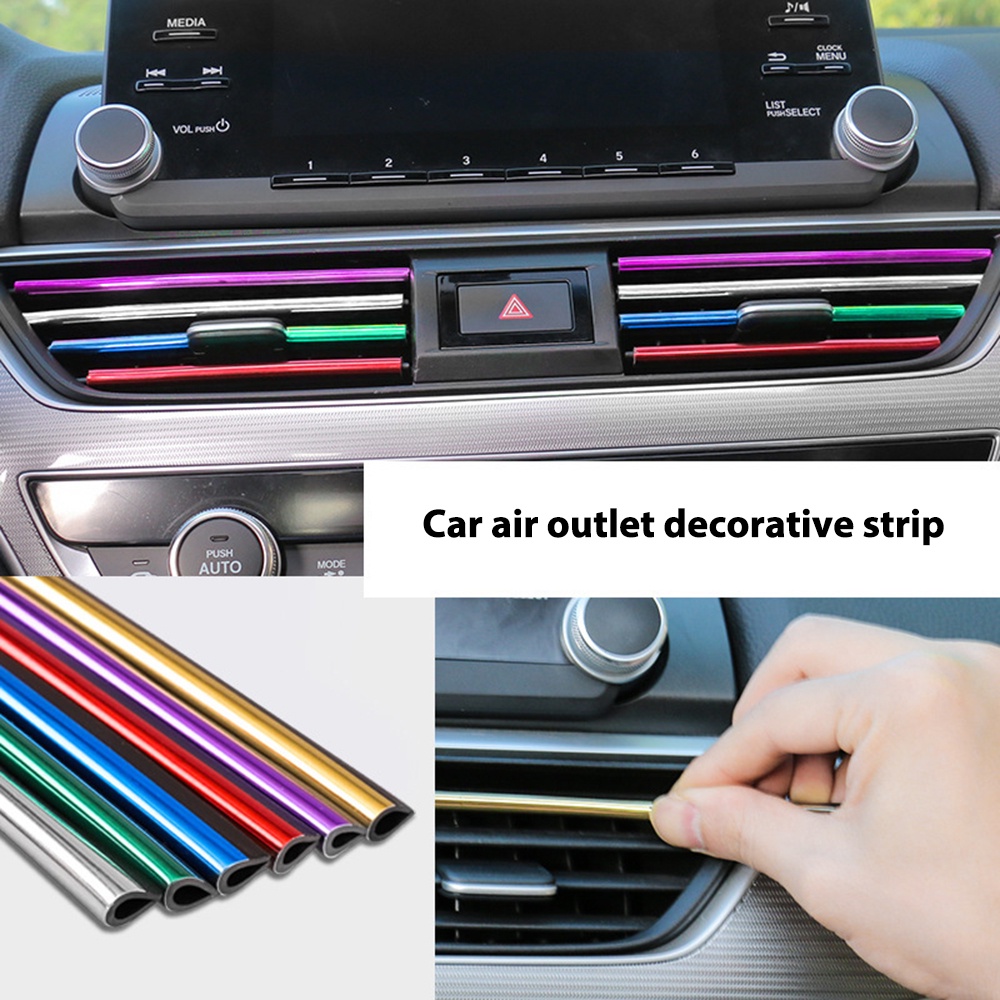 10bijichrome style car molding air vent trim strip Ac outlet grille Dekorasi u shape trim strips Gaya Mobil