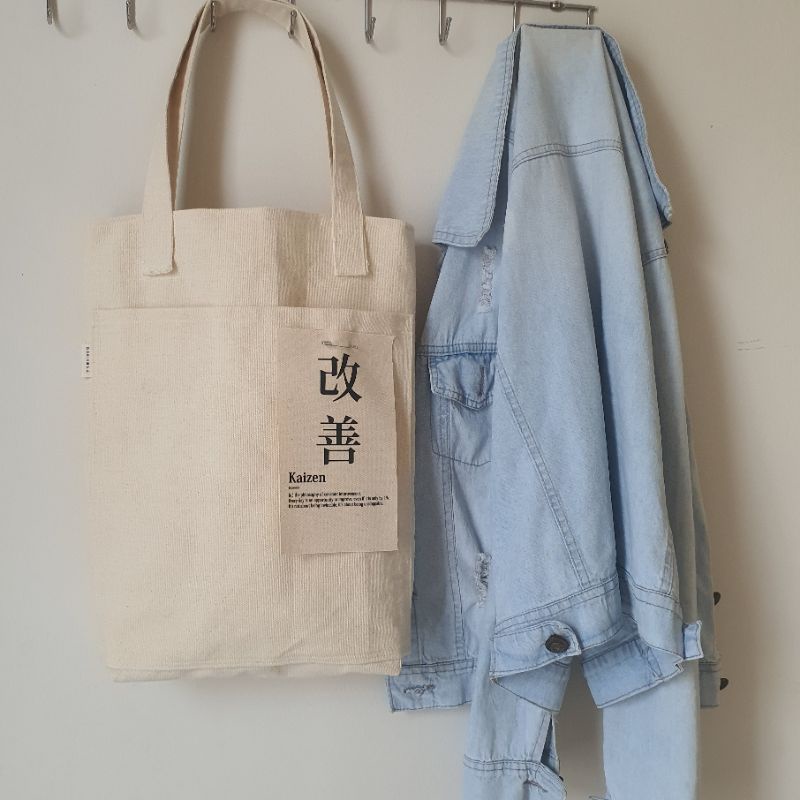 tas kanvas shoulder tote bag wanita tas tote kanvas korea aesthetic slingbag tas kanvas tote pria