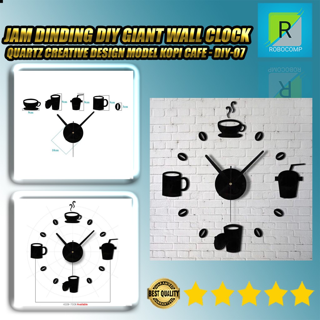 Jam Dinding DIY Giant Wall Clock Quartz Creative Model Kopi Cafe - DIY-07