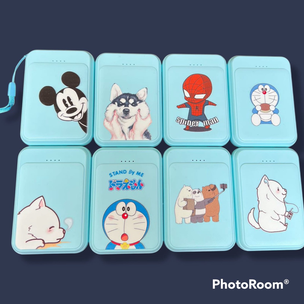 [MICKEY BLUE]POWERBANK MINI KARAKTER 2 USB KAPASITAS 10000MAH MOTIF KARTUN