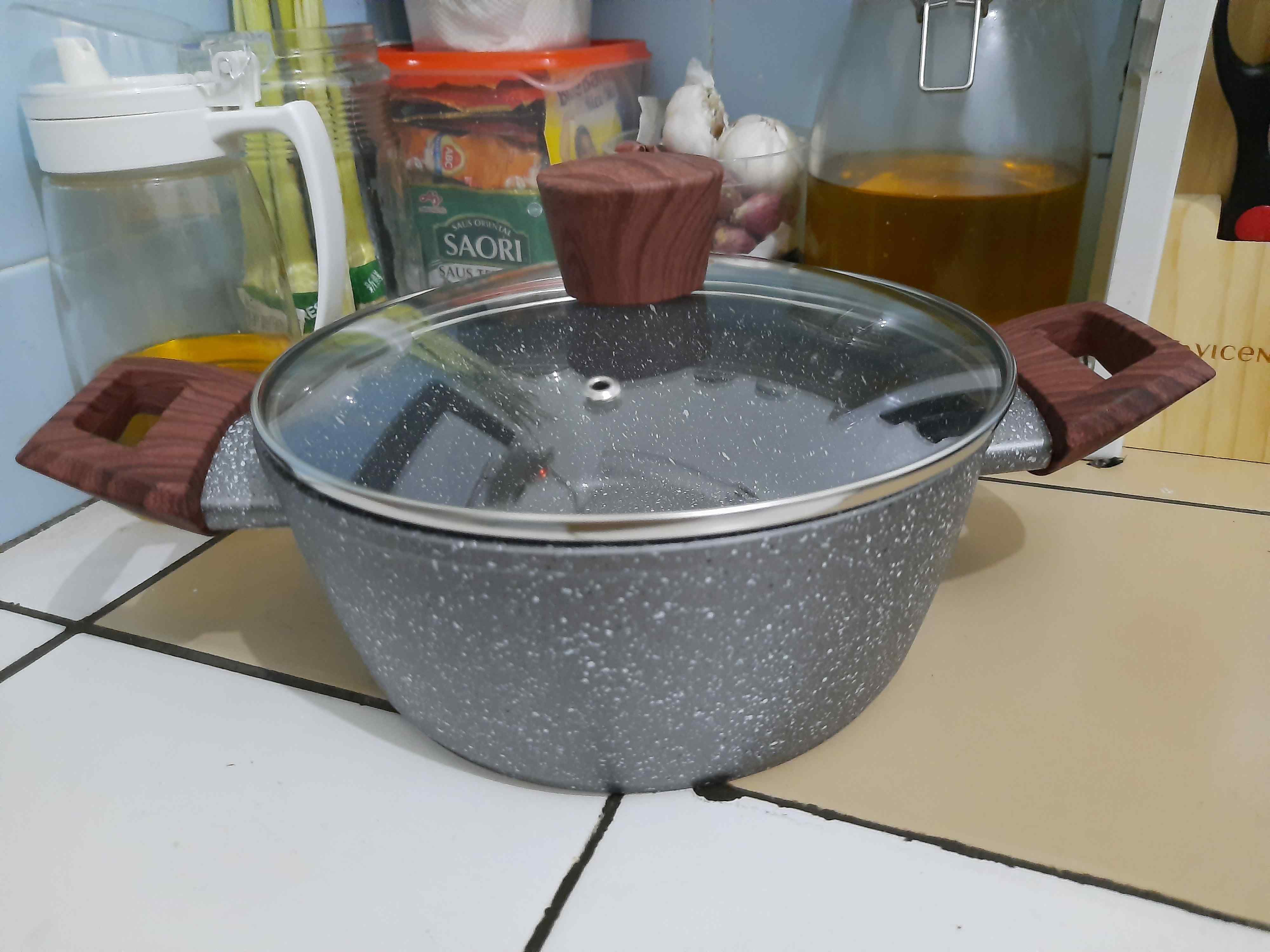 Kh Cypruz Panci Marbel Granite Caserol 20cm Induksi 20 Cm Premium Granite Anti Lengket