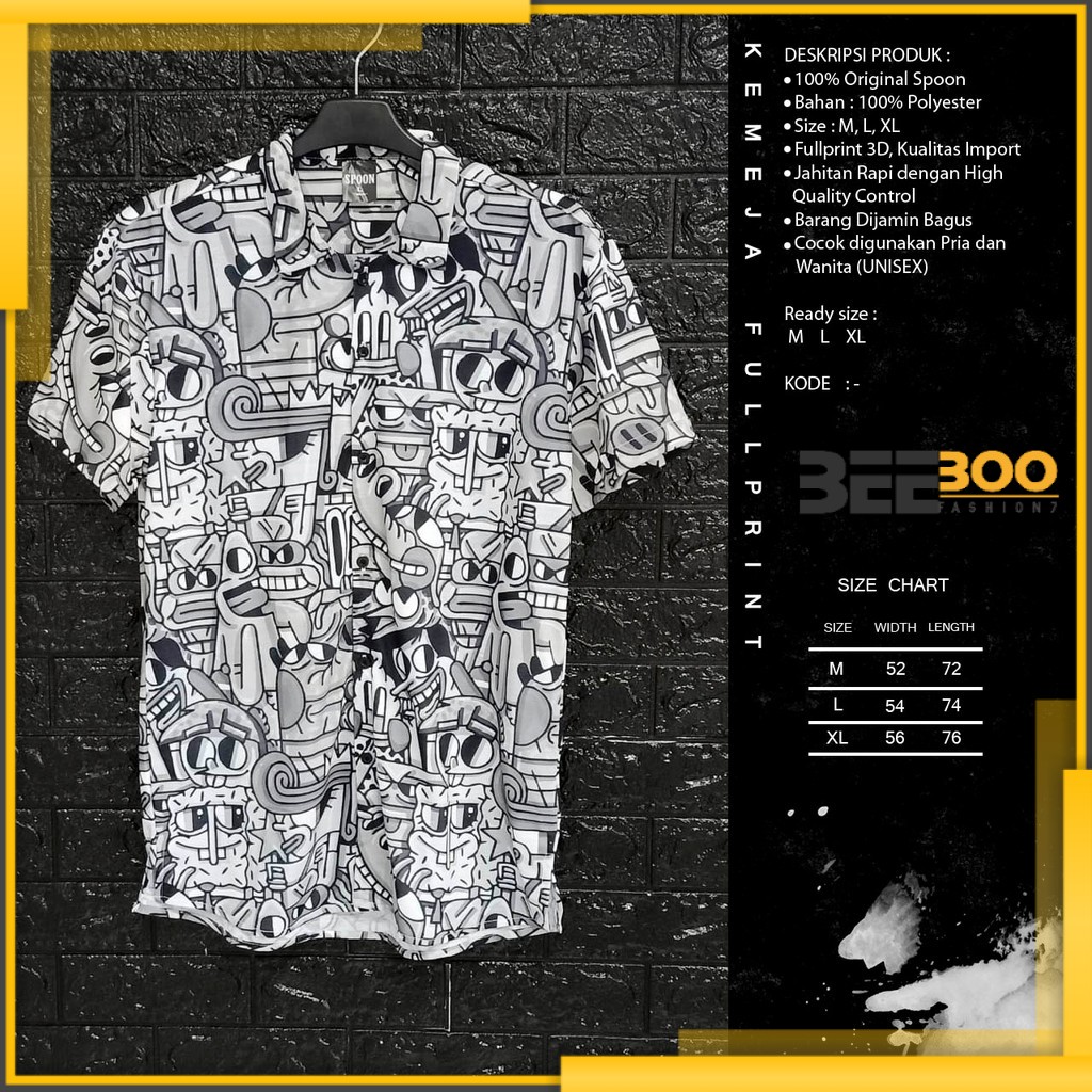 [BEEBOO] KEMEJA PRINTING 3D SUBLIM PRIA/WANITA CARTOON