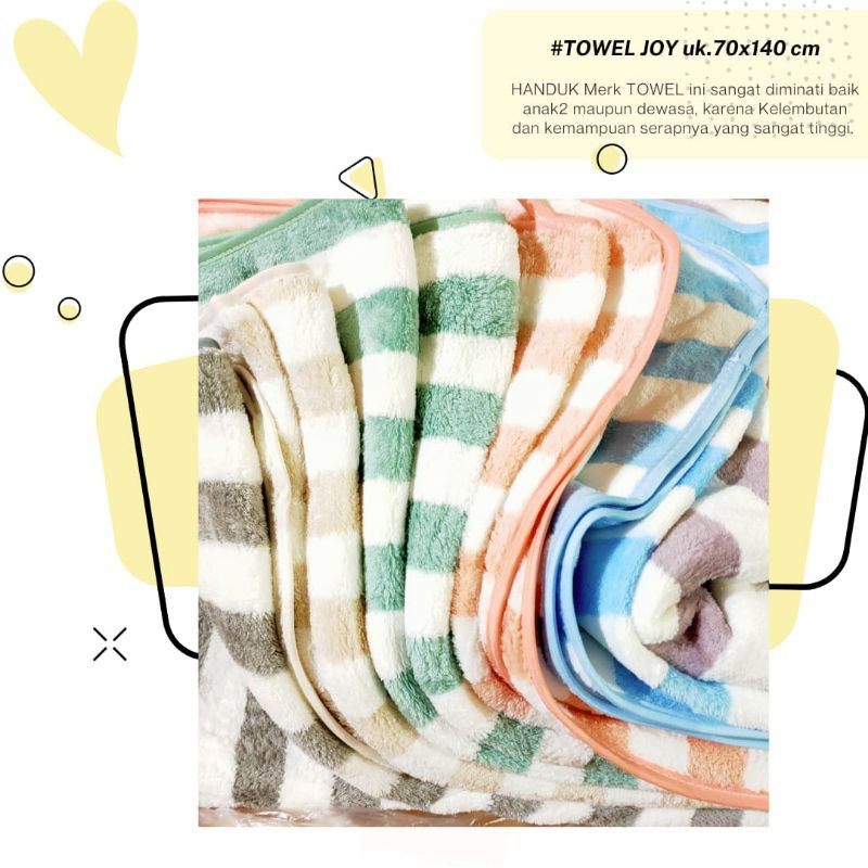 HANDUK Mandi Dewasa 70*140cm TOWEL JOY LIFE JOY NATURAL  MICROFIBER MOTIF SALUR  IMPORT