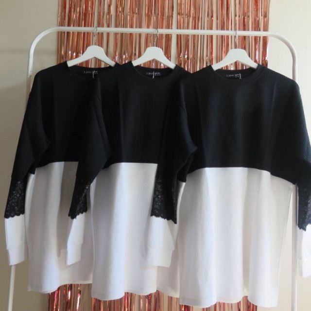 Over size blouse black and white