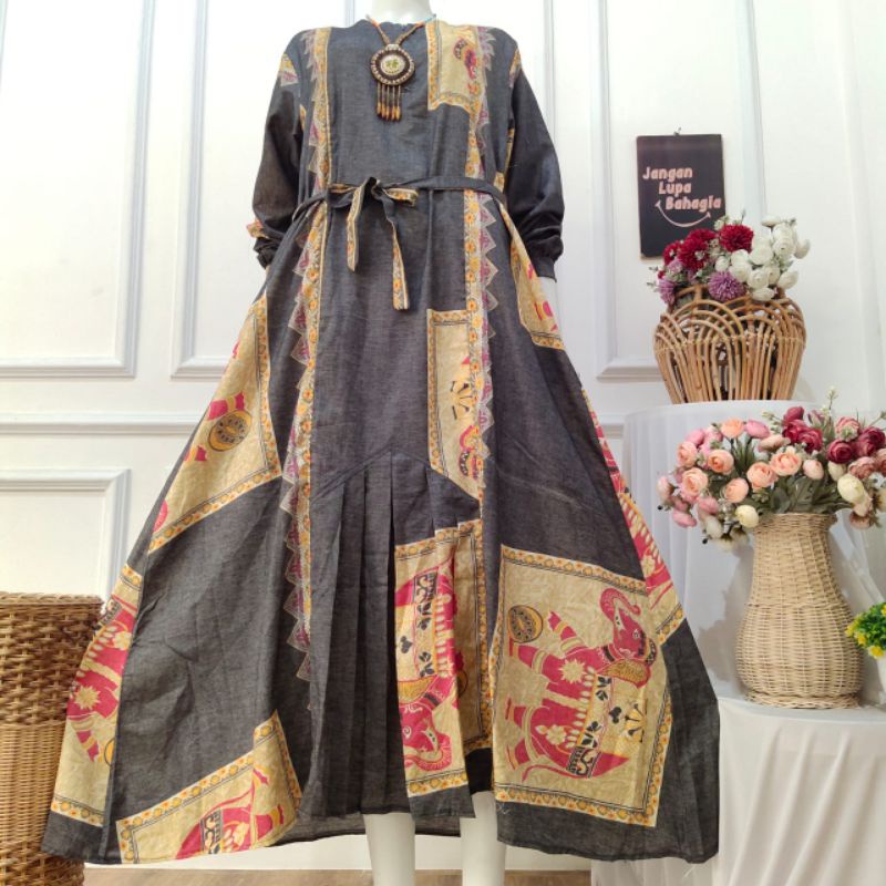 gamis denim jeans
