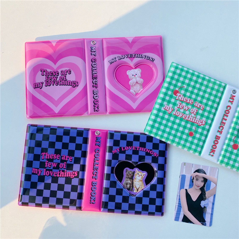 Buku Album Foto Polaroid Motif Kotak-Kotak / Beruang / Kucing / Cherry / Bintang