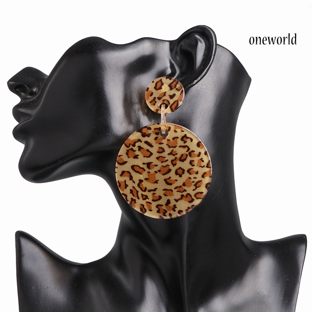 OW@ Fashion Geometric Acetate Leopard Eardrop Earrings Party Jewelry Accessory Gift