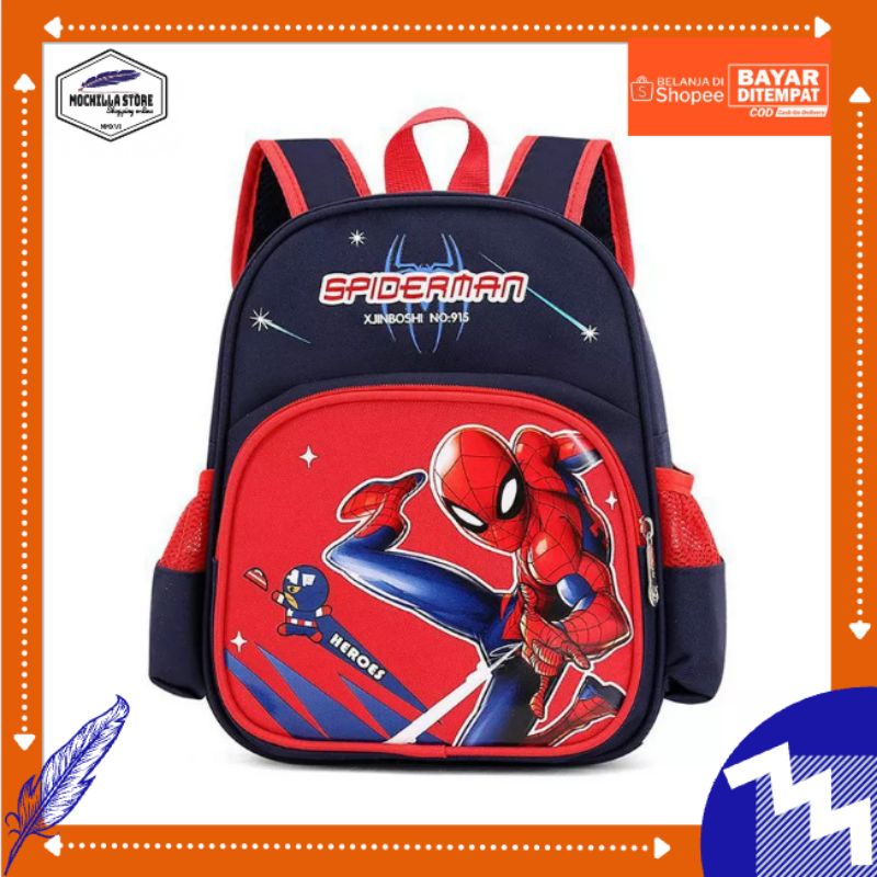 Tas Sekolah Anak TK - SD Karakter Spyderman Tas anak Laki-laki Backpack Tas Ransel Anak MochilllaStore  Tas Kekinian Tas Unique Model Baru