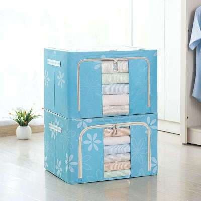 BOX Penyimpanan Kotak Pakaian Bedcover Selimut LARGE STORAGE BOX Double Zipper large 66 Liter Motif Flower Serbaguna