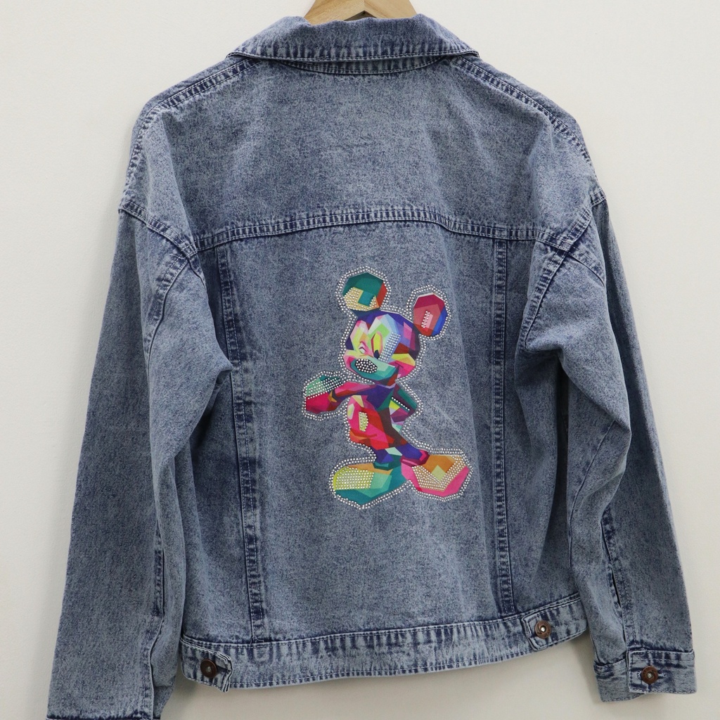 Oversize rainbow mickey jacket jeans wanita by Genijeans
