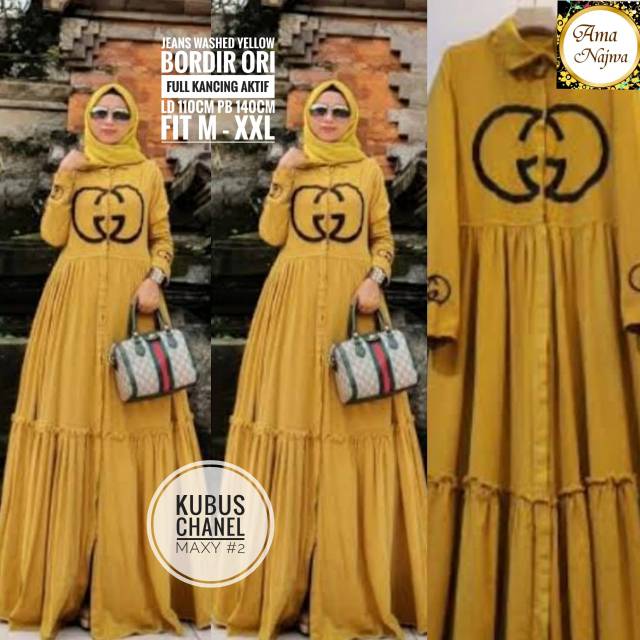 Kubus Chanel gamis jeans LD 110 ORIGINAL by Ama najwa