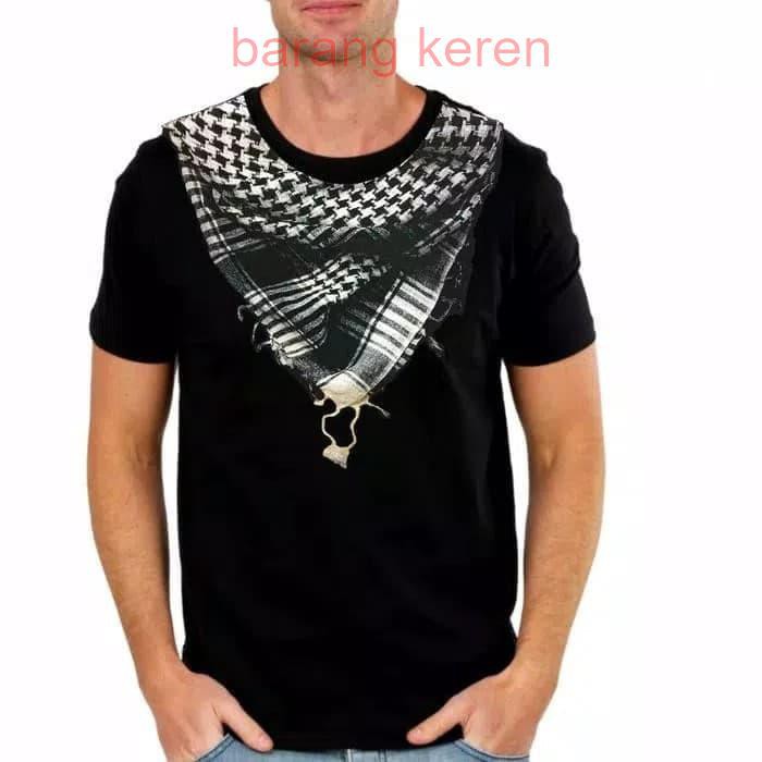 Baju kaos muslim lebaran model SORBAN 3D PRIA - Hitam