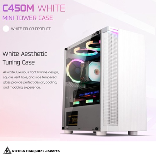 CASING ABKONCORE CRONOS C450M - WHITE - TEMPERED GLASS GAMING CASE