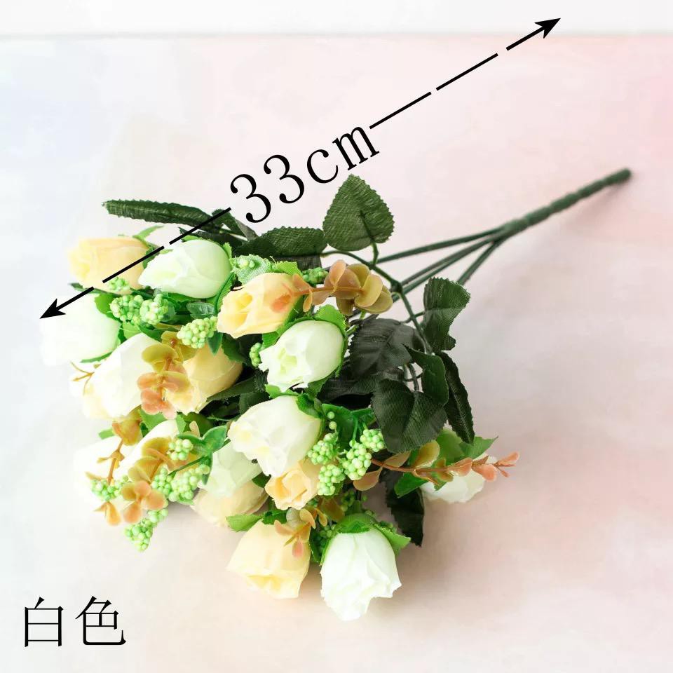 COD BUNGA MAWAR  BUNGA TANGKAI PLASTIK BUNGA ARTIFISIAL BUNGA PAJANGAN IMITASI BUNGA HIASAN BT9013-PUTIH