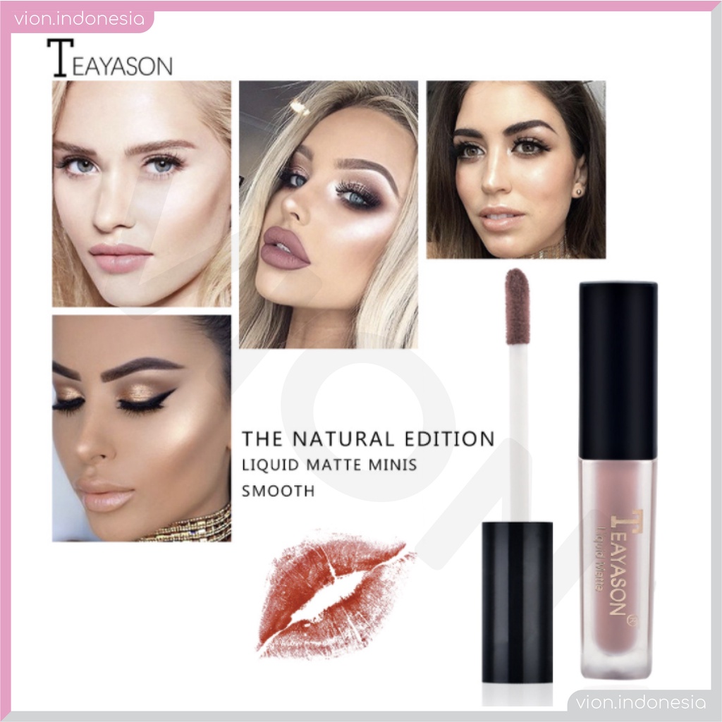 TEAYASON Natural Matte Liquid Lipstick Lip Glaze Lip Gloss Lipstik Baru 12 Warna Original TE005