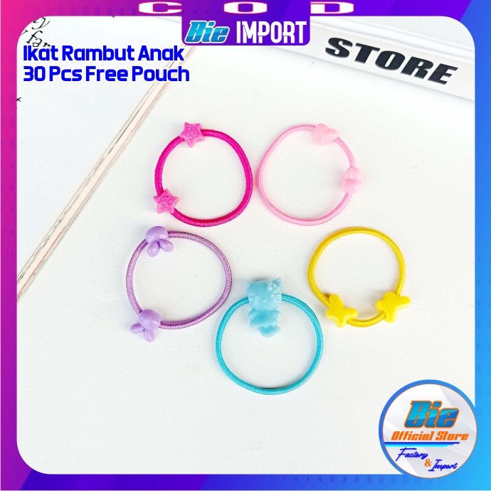 30 Pcs Ikat Rambut Anak Karakter Free Pouch Premium Impor Best Seller