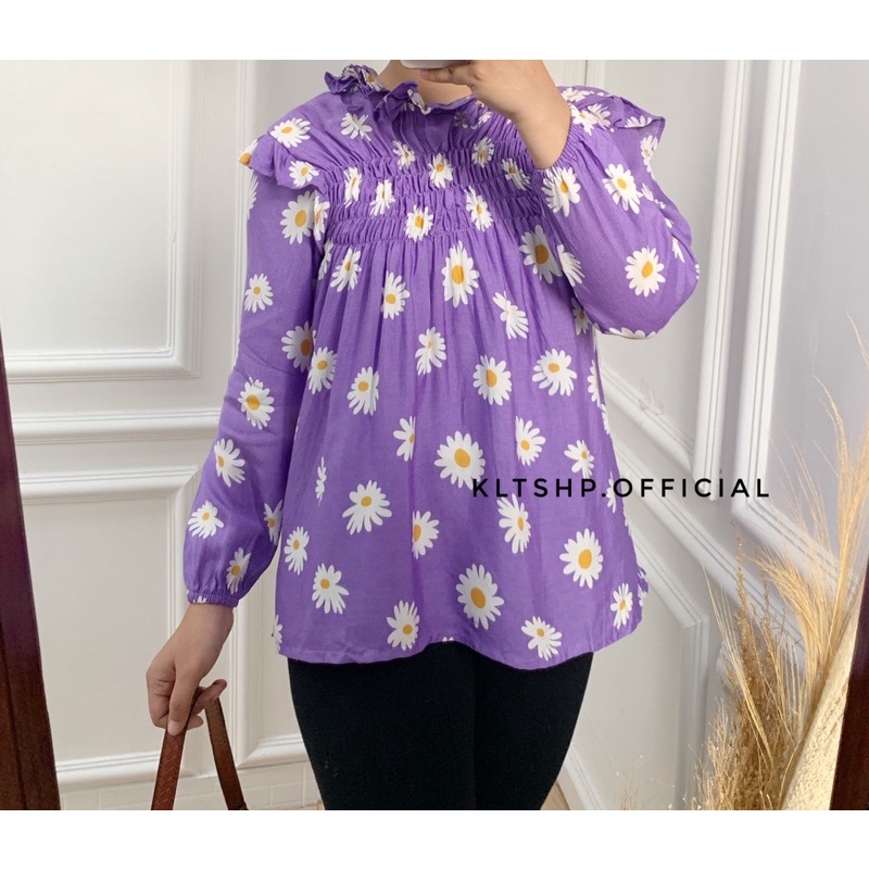 VENITA TOP BLOUSE RAYON MOTIF BUNGA