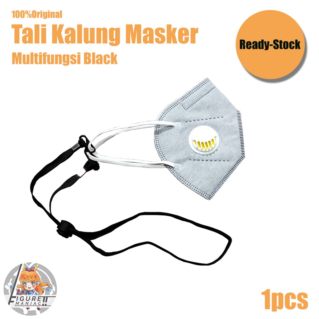 Tali Masker Kalung Premium Pria Wanita Hitam Murah praktis Pengait Masker