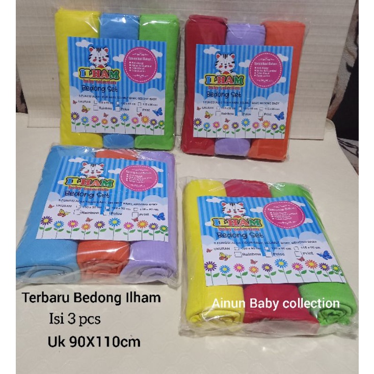 3PCS BEDONG BAYI POLOS RAINBOW ILHAM TERBARU UK 90X110CM BAHAN ADEM LEMBUT COCOK BUAT BAYI LAKI-LAKI DAN PEREMPUAN